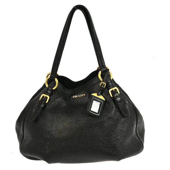Prada Black Leather Tote Handbag 31 XX03289 - Picture 1 of 6